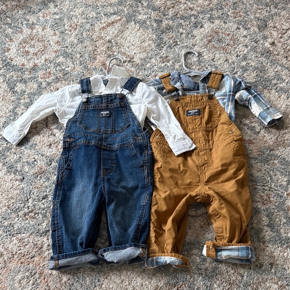 OshKosh B'gosh Denim and Brown Kids Overalls